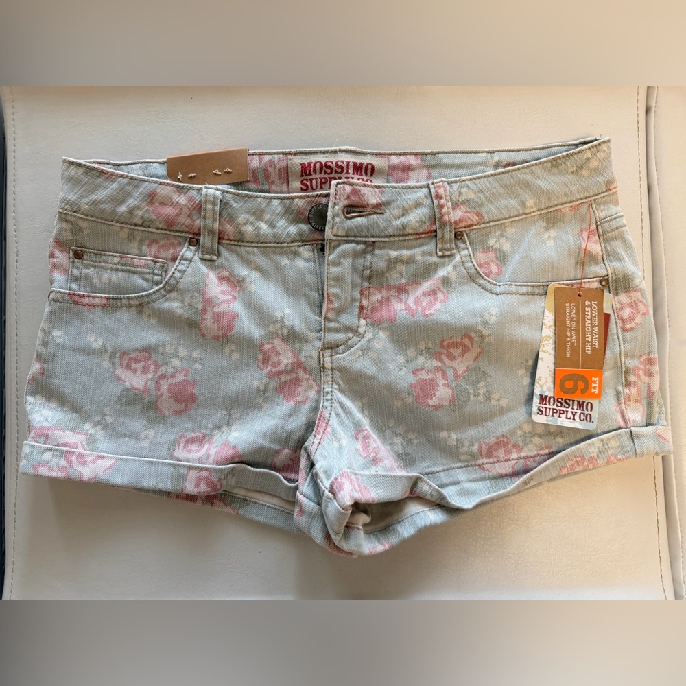 Mossimo Supply Co. Women's Jean Shorts - Pink Floral on Gray